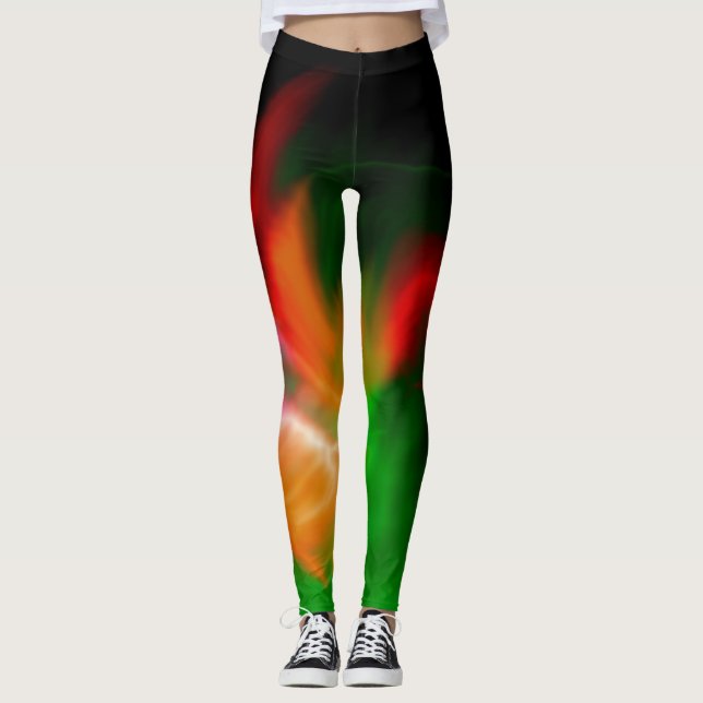 Leggings Motif fractal coloré abstrait #2 (Devant)
