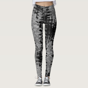 Leggings motif fractal noir et blanc