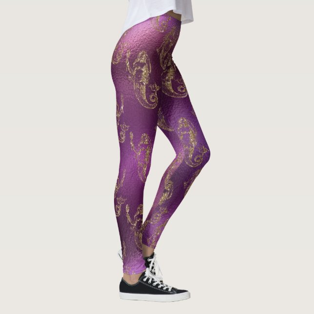 Leggings motif frais de rose de vert bleu de parties (Droite)