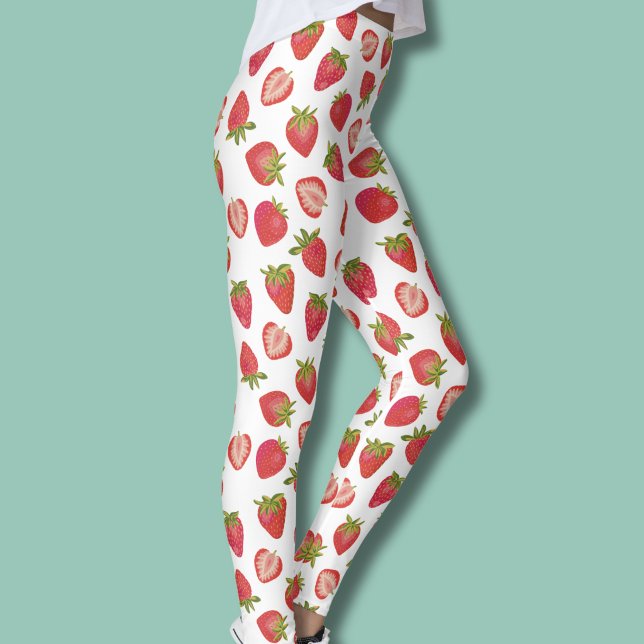 Leggings Motif Fraise d'Été (Strawberry pattern leggings)