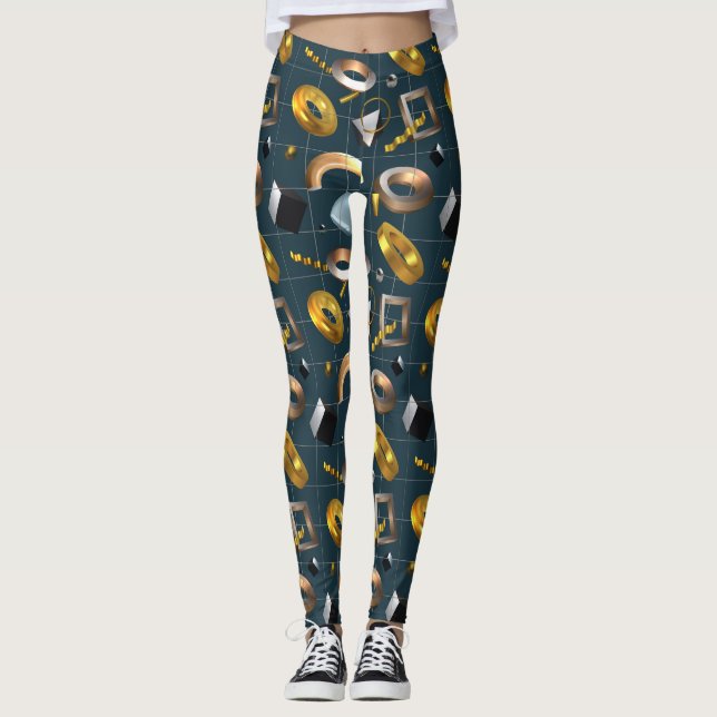 Leggings Motif géométrique 3D (Devant)