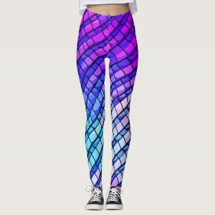 Leggings Motif géométrique Abstrait de dégradé violet tenda