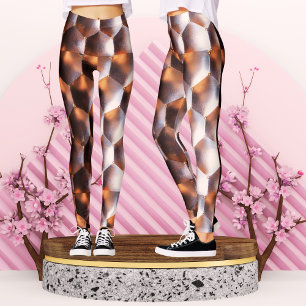 Leggings Motif géométrique abstrait en hexagone de bronze m
