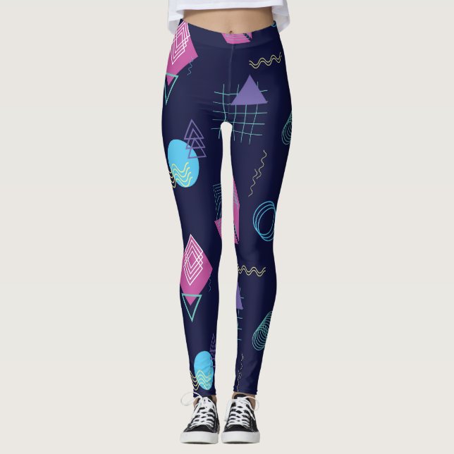 Leggings motif géométrique Abstrait, formes de trait. (Devant)