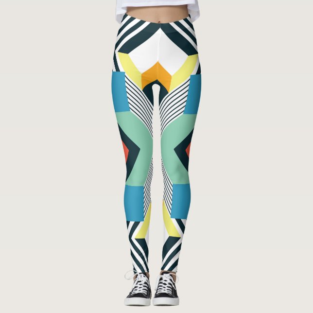 Leggings Motif géométrique Abstrait moderne. (Devant)