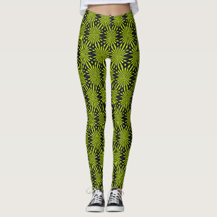 Leggings Motif géométrique Abstrait vert et noir cool
