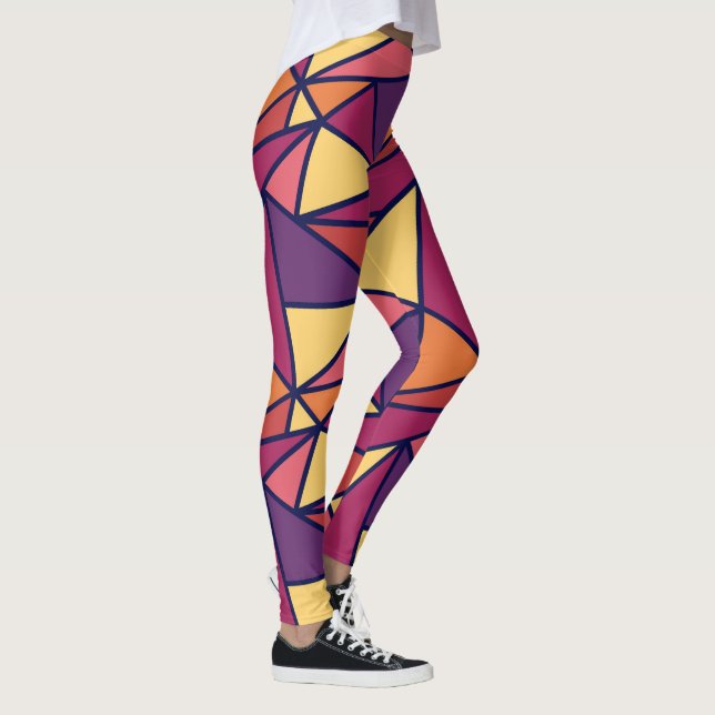 Leggings Motif géométrique Abstrait, violet, jaune, orange (Droite)