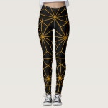 Leggings Motif géométrique art déco noir et or<br><div class="desc">Obtenez une paire tendance de leggings avec un design original! Un motif noir et or un peu rétro mais moderne.</div>
