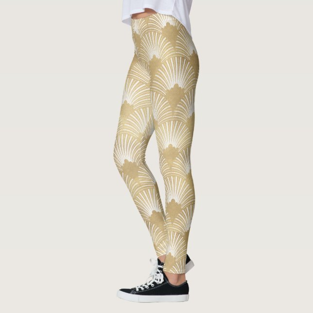 Leggings Motif géométrique Art déco or (Gauche)
