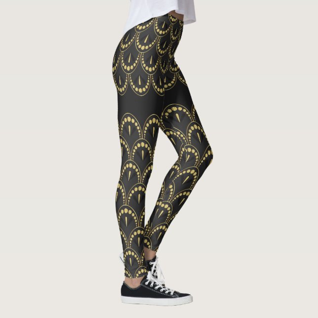 Leggings Motif géométrique art-déco or et gris (Droite)