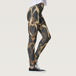 Leggings Motif Géométrique Art Déco Or Luxe