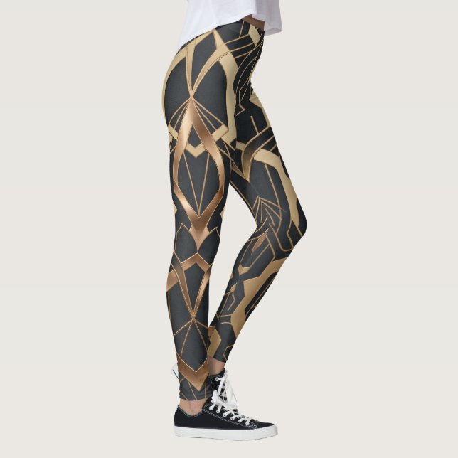 Leggings Motif Géométrique Art Déco Or Luxe (Droite)