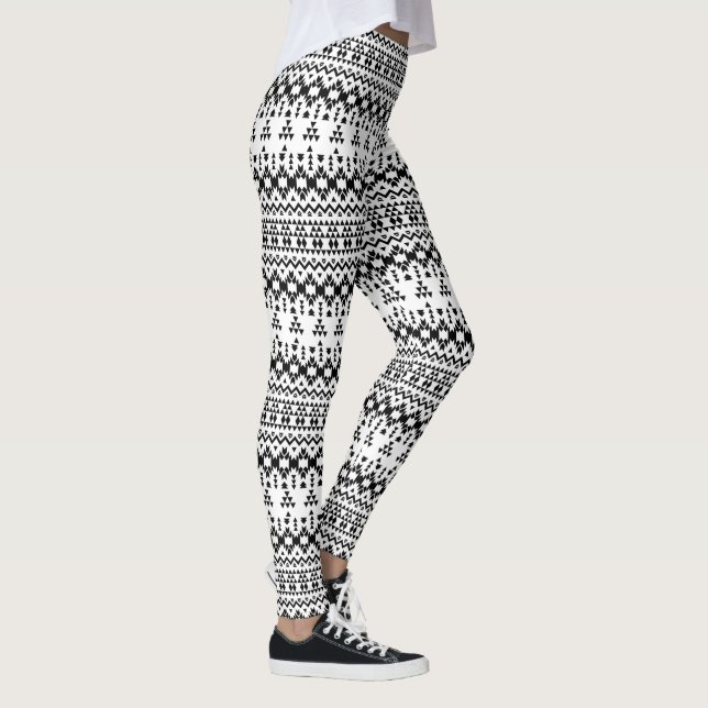 Leggings Motif géométrique Aztec noir et blanc (Droite)