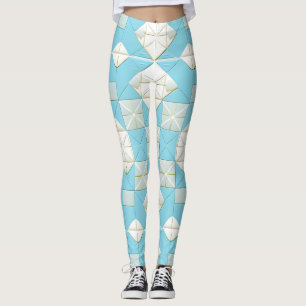 Leggings Motif géométrique bleu et blanc