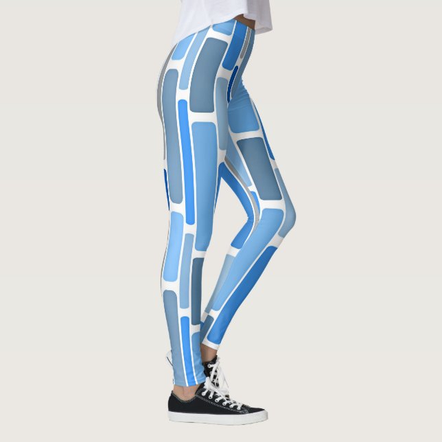 Leggings Motif géométrique bleu et gris, (Droite)