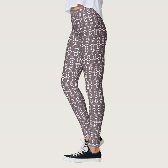Leggings motif géométrique Brown et blanc (Gauche)