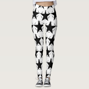 Leggings Motif géométrique Cercle des étoiles noires et bla