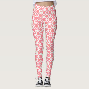 Leggings Motif géométrique circulaire sur rose corail clair