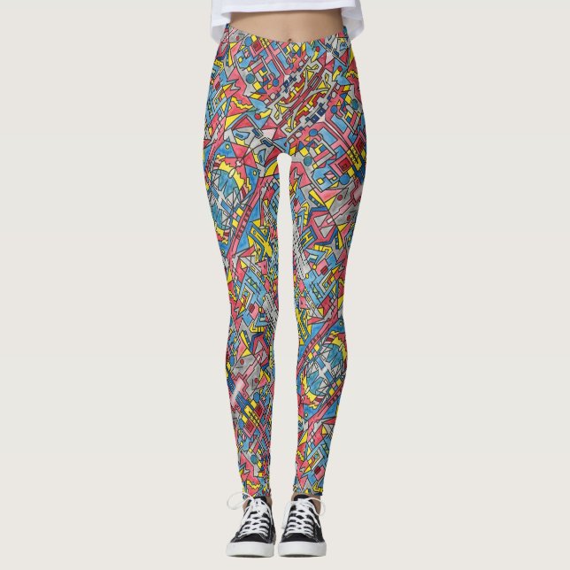 Leggings Motif géométrique Cityscape-Modern Bauhaus (Devant)