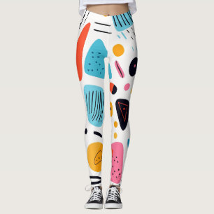 Leggings Motif géométrique coloré et ludique de style Memph