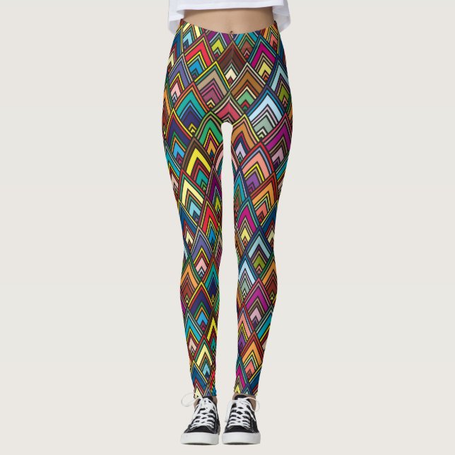 Leggings Motif géométrique couleur diamant (Devant)