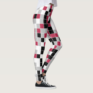 Leggings Motif géométrique couleur Magenta noir gris