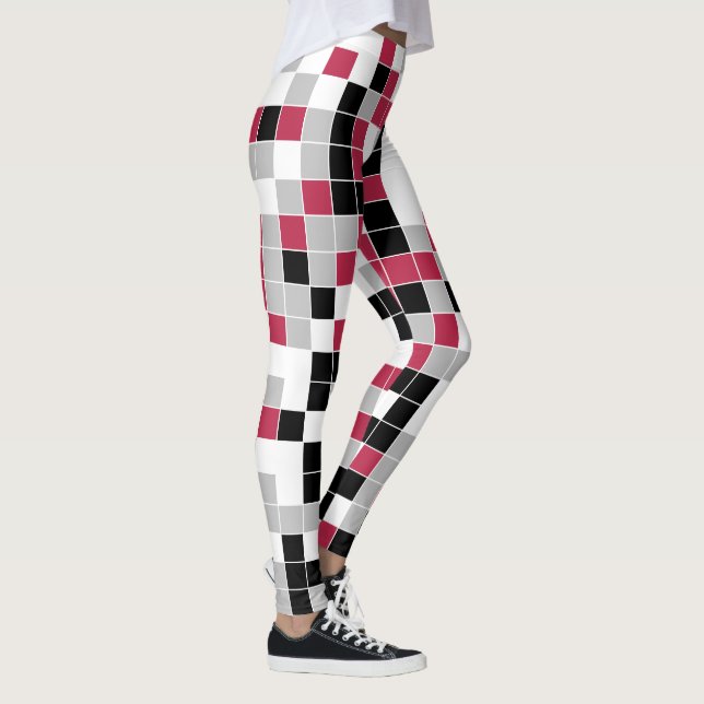 Leggings Motif géométrique couleur Magenta noir gris (Droite)