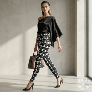 Leggings Motif géométrique de carrés en noir et blanc Op Ar