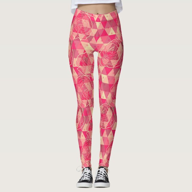 Leggings motif géométrique de fleurs (Devant)