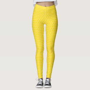 Leggings Motif géométrique de nid d'abeilles jaune