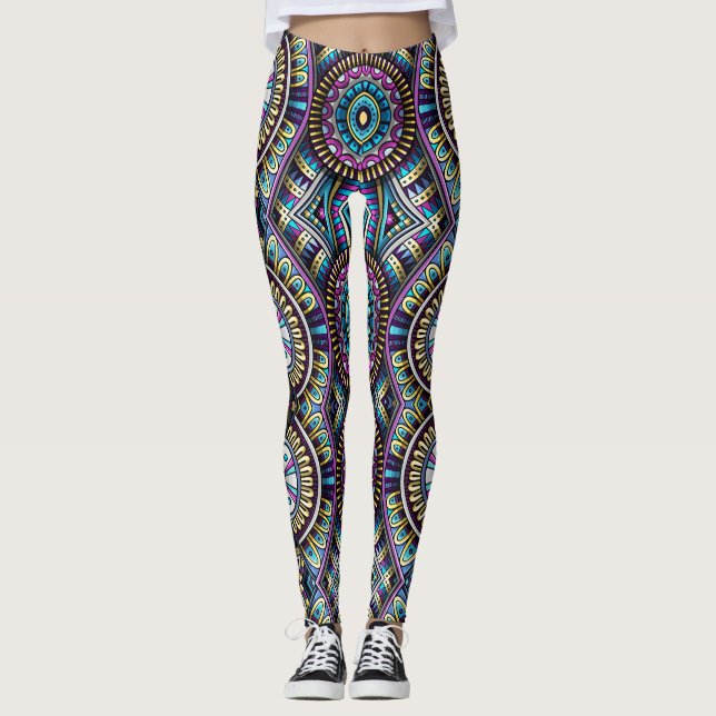 Leggings motif géométrique de style vintage (Devant)