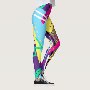 Leggings motif géométrique des années 90, couleurs rétro de