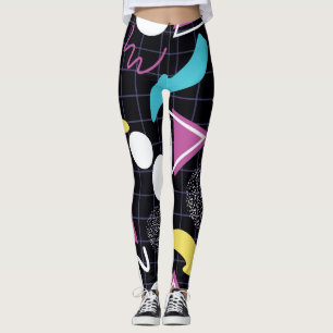 Leggings Motif géométrique d'inspiration spatiale néon