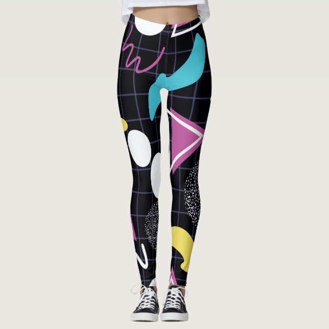 Leggings Motif géométrique d'inspiration spatiale néon (Devant)