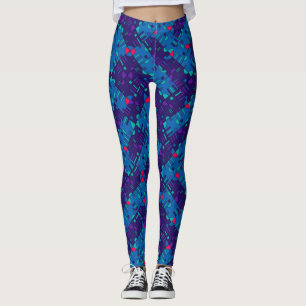 Leggings Motif géométrique en bleu et pourpre