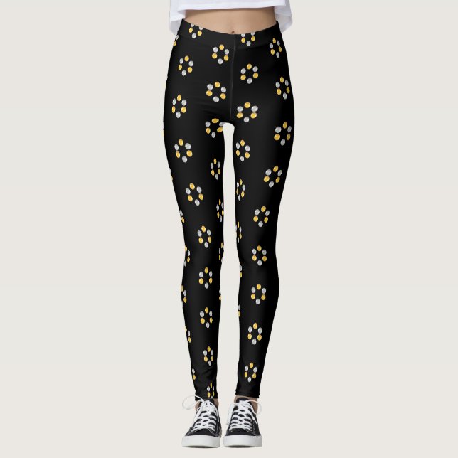 Leggings Motif géométrique fin or et argent (Devant)