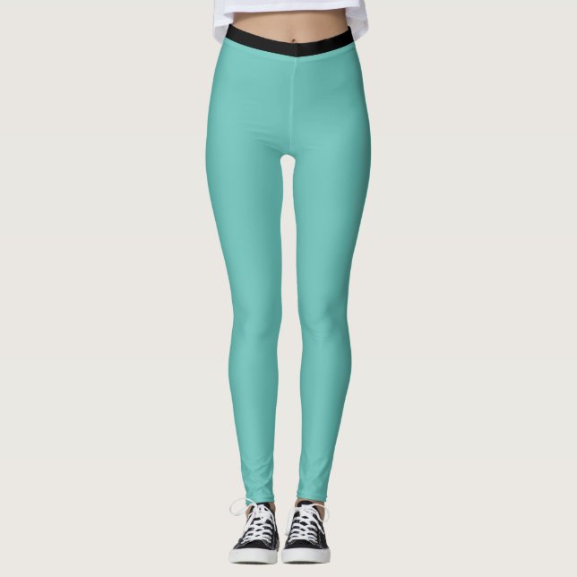 Leggings Motif géométrique hexagonal turquoise noir et sarc (Devant)