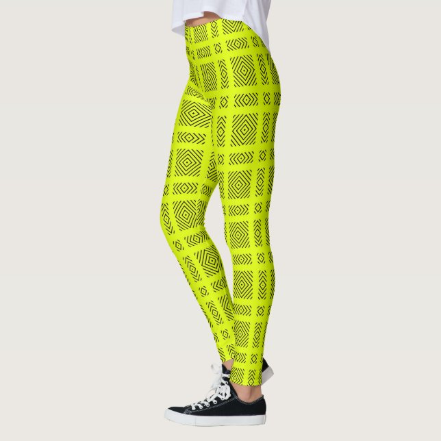Leggings Motif géométrique jaune citron (Gauche)