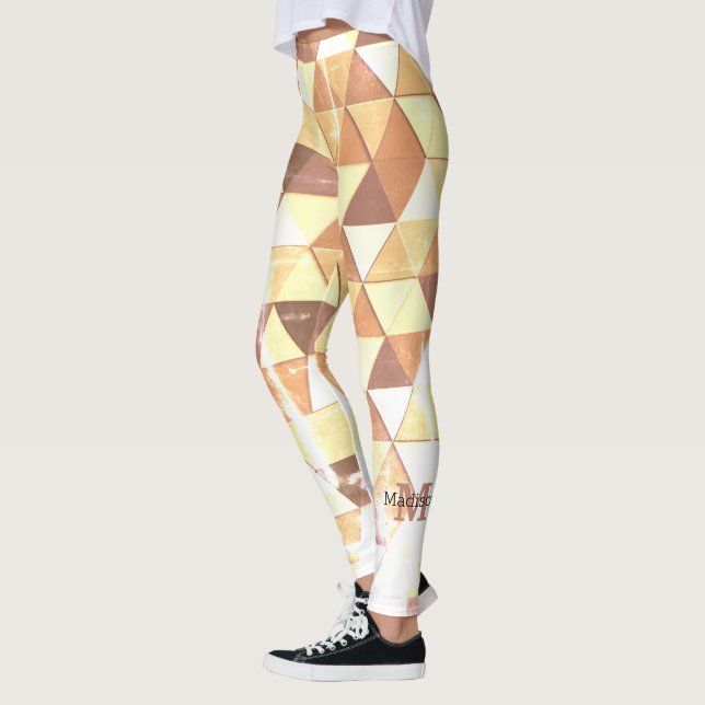 Leggings motif géométrique jaune vintage (Gauche)