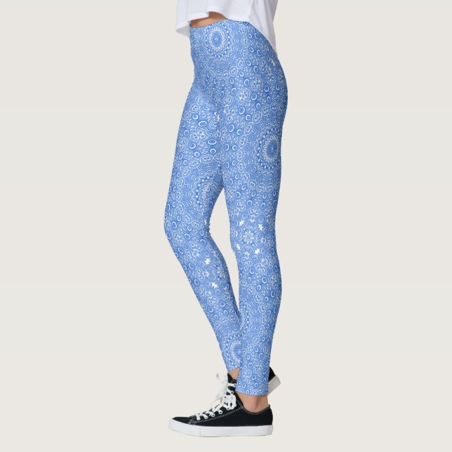 Leggings Motif géométrique mandala bleu azur (Gauche)
