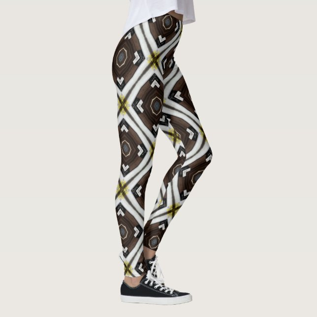 Leggings Motif géométrique marron et blanc (Droite)