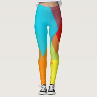 Leggings Motif géométrique moderne bleu rouge jaune orange