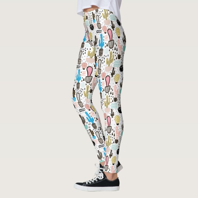 Leggings Motif géométrique moderne Cactus (Gauche)