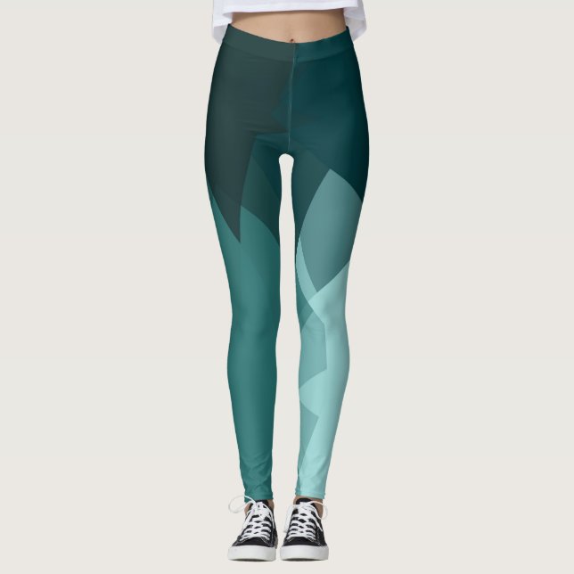 Leggings Motif géométrique moderne de turquoise (Devant)