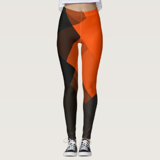 Leggings Motif géométrique moderne gris-noir orange