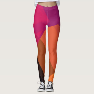 Leggings Motif géométrique moderne violet orange noir