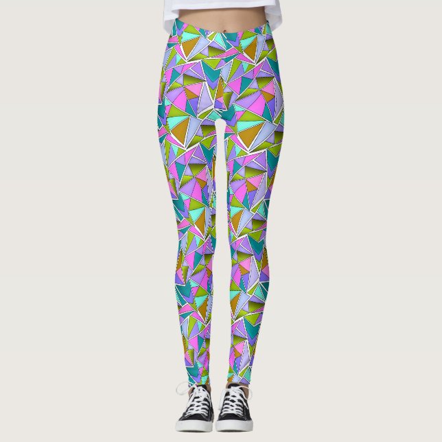 Leggings Motif géométrique néon brillant multicolore  (Devant)