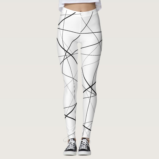 Leggings Motif géométrique noir et blanc (Devant)