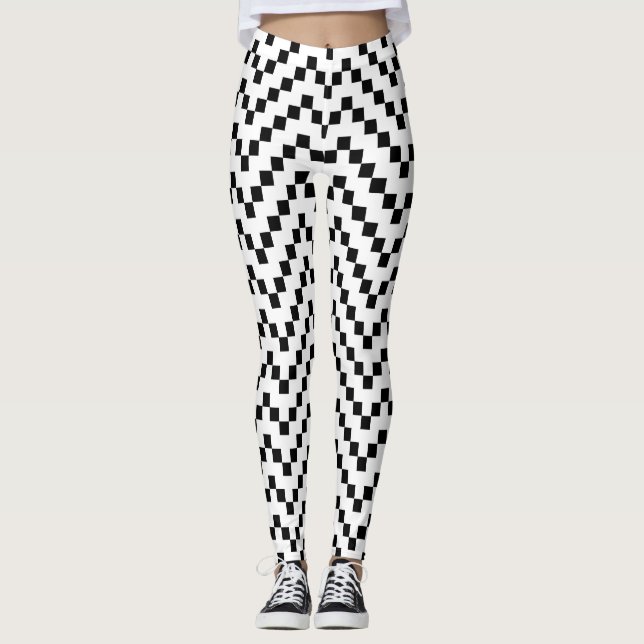 Leggings Motif géométrique noir et blanc (Devant)