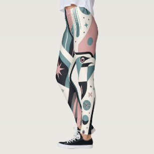Leggings Motif géométrique rétro aigle atomique